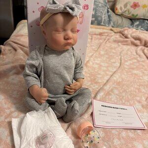 🆕18inch Full Body Vinyl Newborn Baby Doll Poseable Limbs Sleeping Doll Girl